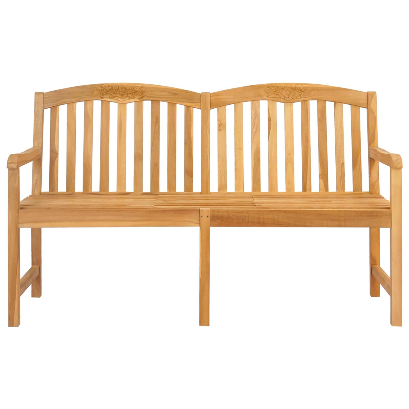 vidaXL Handcarved Rose Bench 150.5 x 60 x 95 cm Solid Teak Wood - Brown