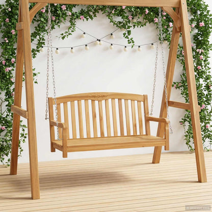 vidaXL Swing Bench 114 x 61 x 61.5 cm Solid Teak Wood Natural - Brown