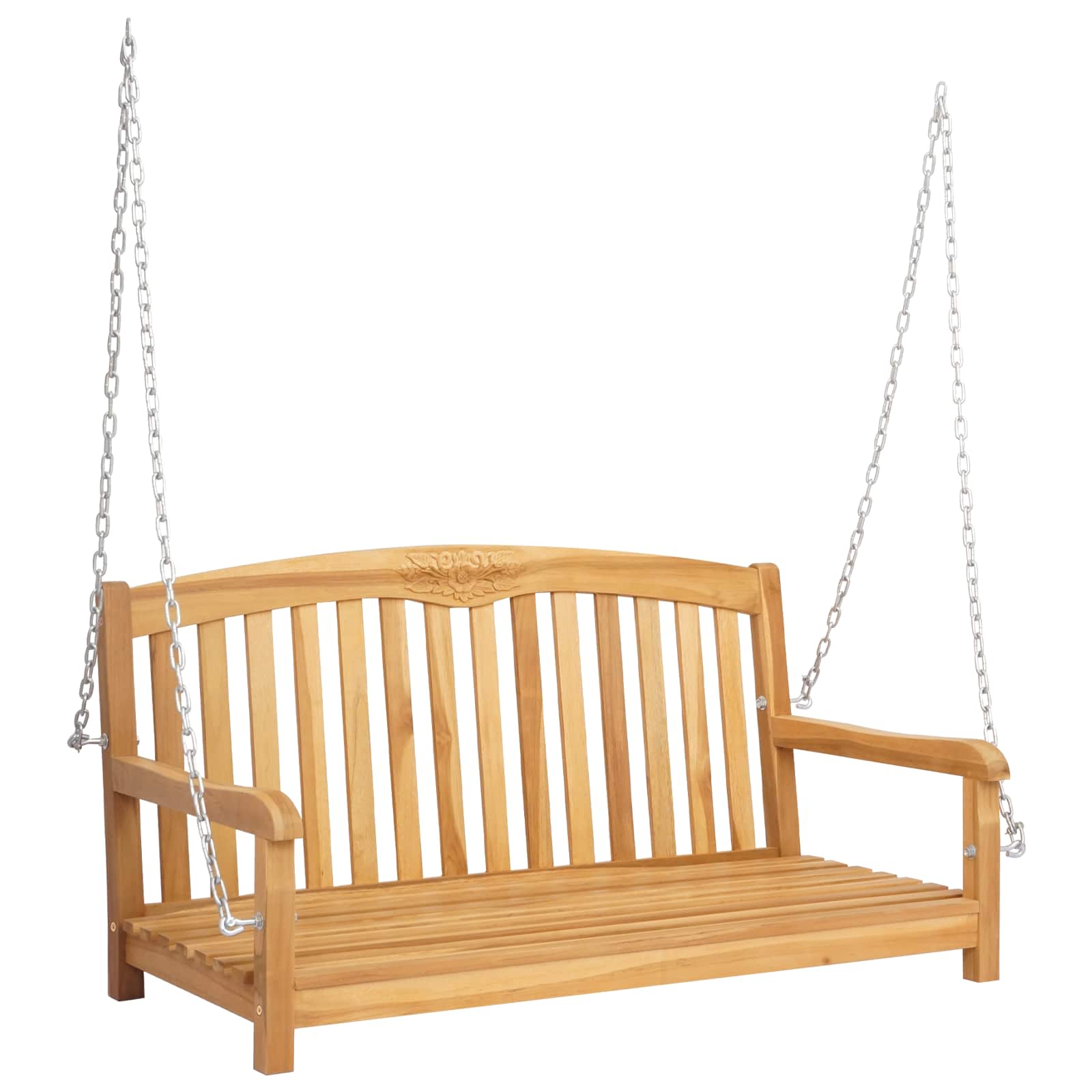 vidaXL Swing Bench 114 x 61 x 61.5 cm Solid Teak Wood Natural - Brown