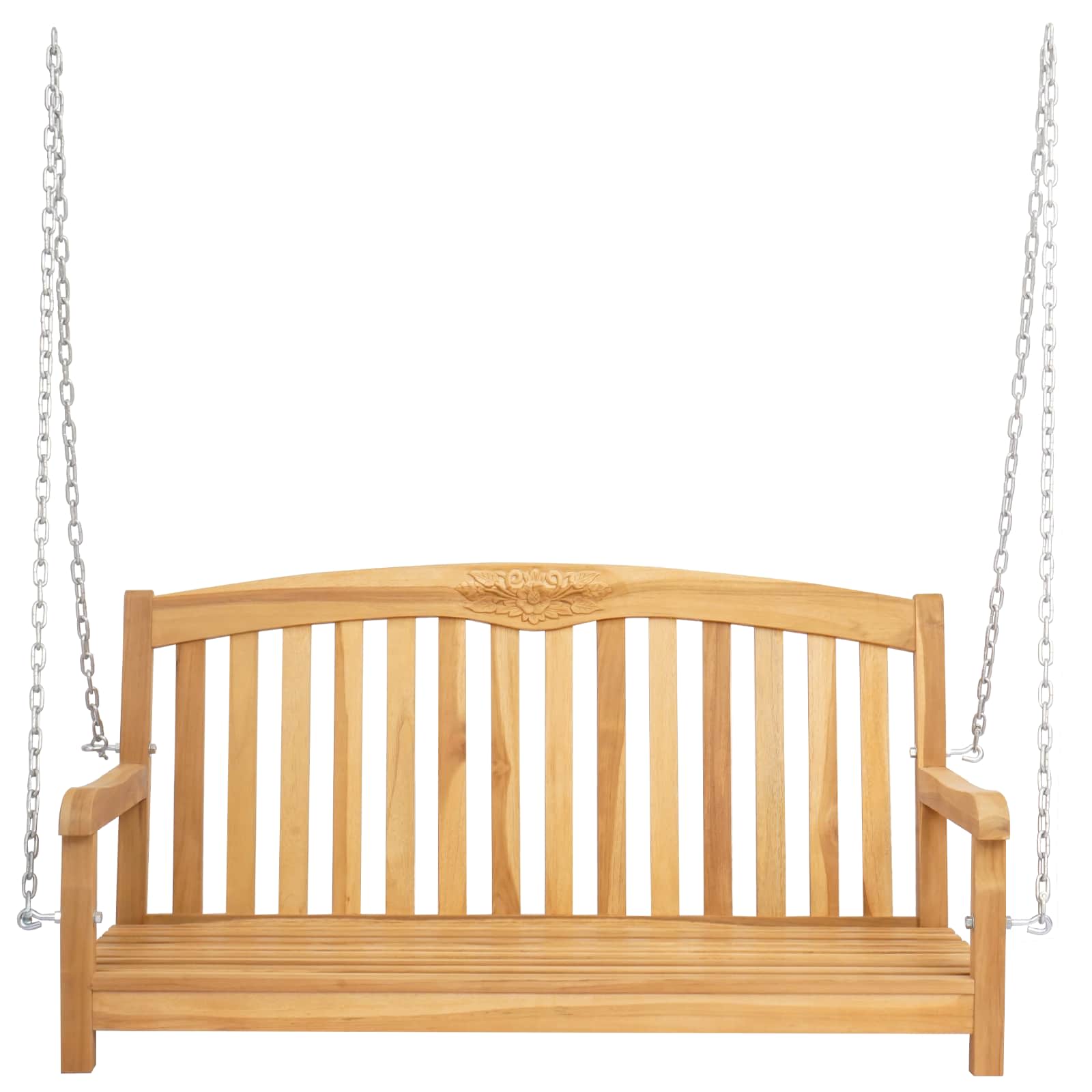 vidaXL Swing Bench 114 x 61 x 61.5 cm Solid Teak Wood Natural - Brown