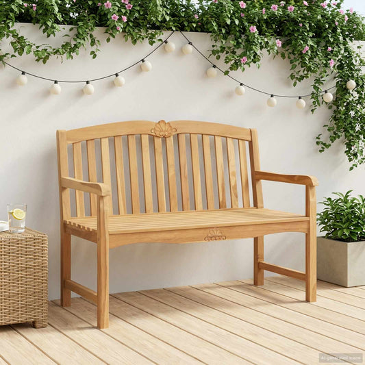 vidaXL Handcarved Rose Bench 114 x 60 x 95 cm Solid Teak Wood Natural - Brown