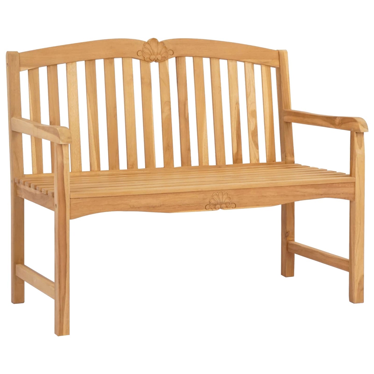 vidaXL Handcarved Rose Bench 114 x 60 x 95 cm Solid Teak Wood Natural - Brown