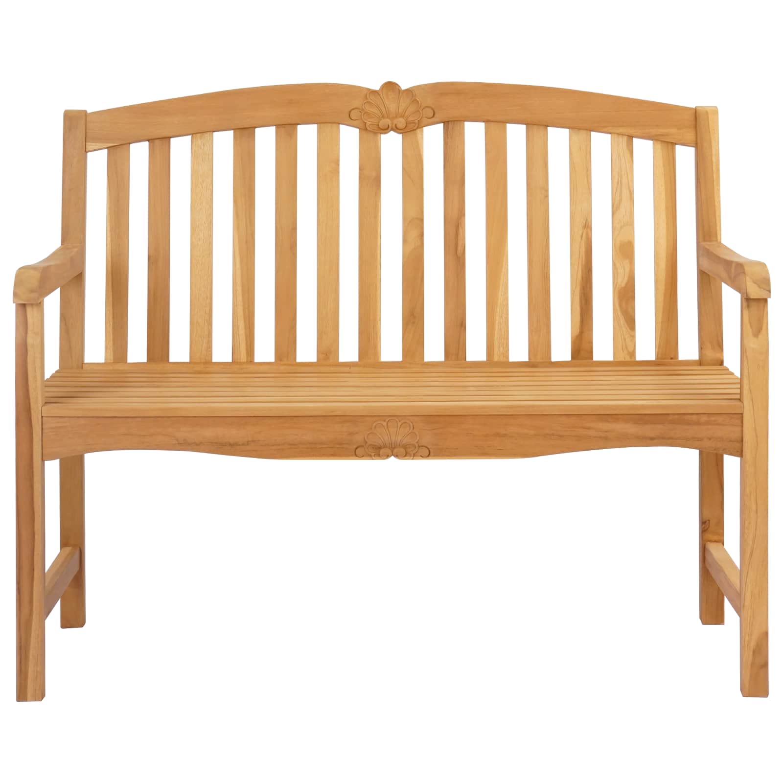 vidaXL Handcarved Rose Bench 114 x 60 x 95 cm Solid Teak Wood Natural - Brown