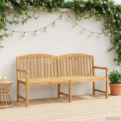 vidaXL Handcarved Rose Bench 180.5 x 60 x 96 cm Solid Teak Wood - Brown