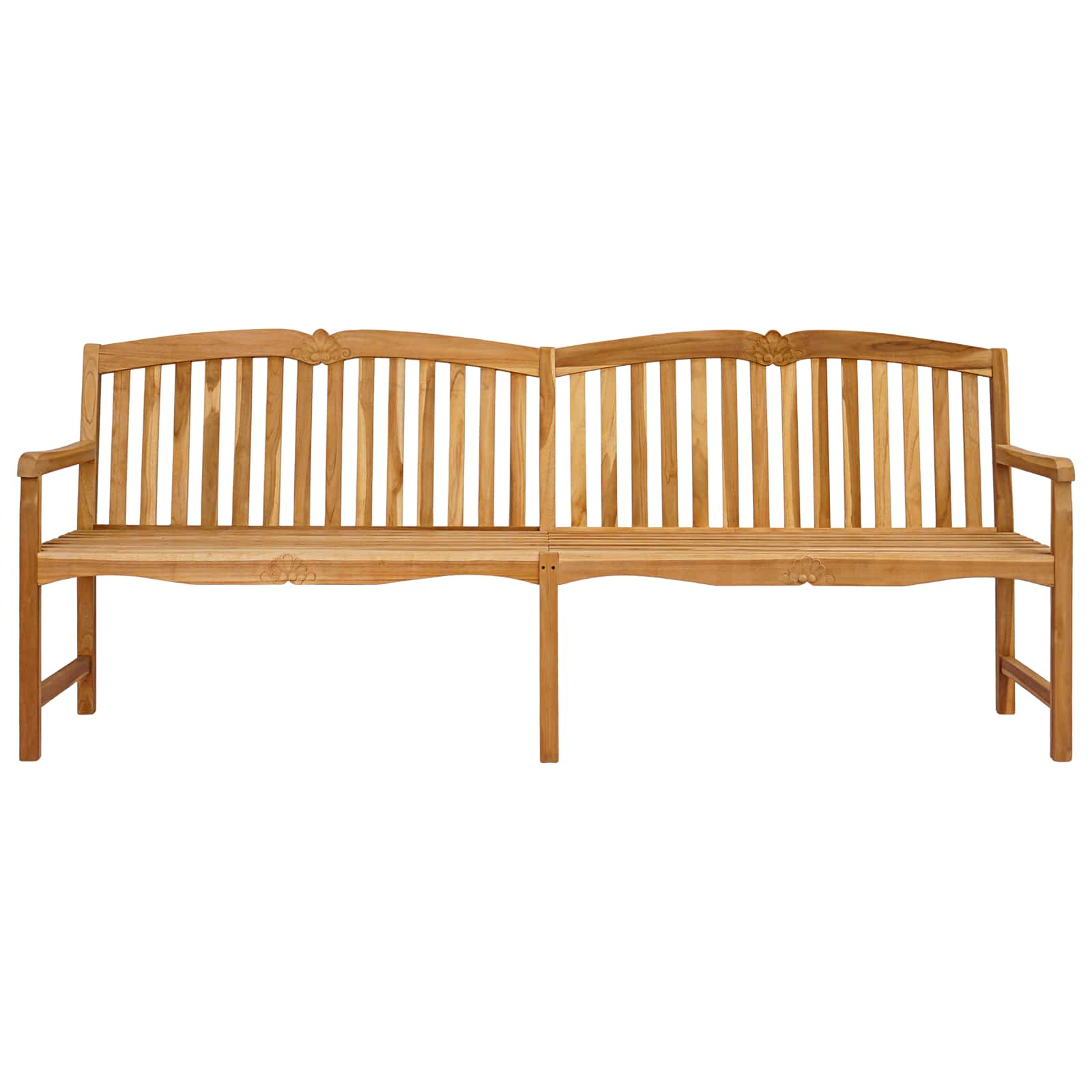 vidaXL Handcarved Rose Bench 228 x 61 x 94.5 cm Solid Teak Wood - Brown