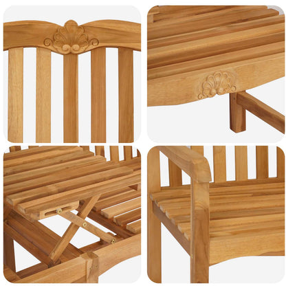 vidaXL Handcarved Rose Bench 155 x 60 x 94 cm Solid Teak Wood Natural - Brown