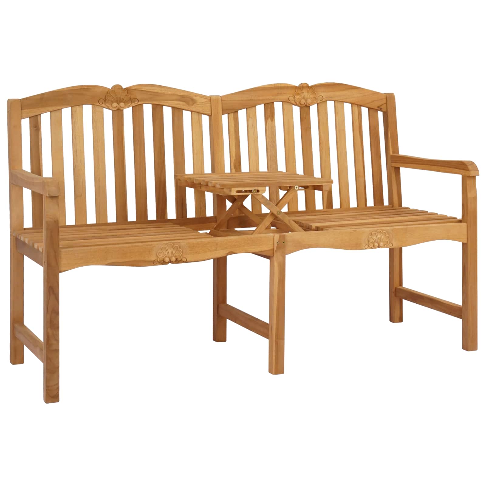 vidaXL Handcarved Rose Bench 155 x 60 x 94 cm Solid Teak Wood Natural - Brown