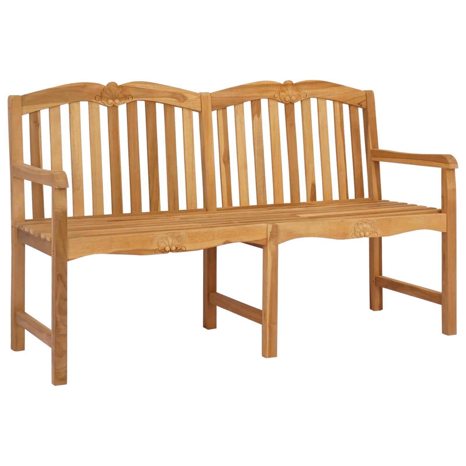 vidaXL Handcarved Rose Bench 155 x 60 x 94 cm Solid Teak Wood Natural - Brown