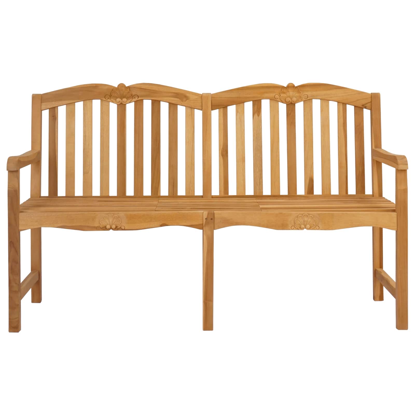 vidaXL Handcarved Rose Bench 155 x 60 x 94 cm Solid Teak Wood Natural - Brown