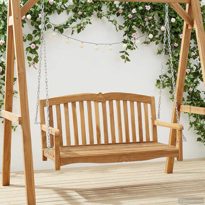 vidaXL Swing Bench 114 x 60 x 60.5 cm Solid Teak Wood Natural - Brown