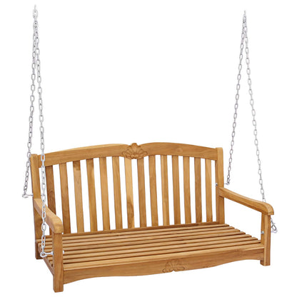vidaXL Swing Bench 114 x 60 x 60.5 cm Solid Teak Wood Natural - Brown