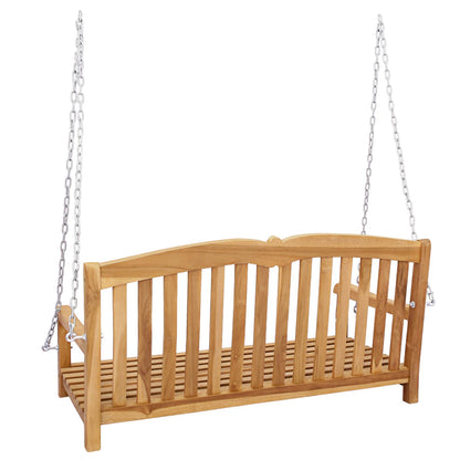 vidaXL Swing Bench 114 x 60 x 60.5 cm Solid Teak Wood Natural - Brown