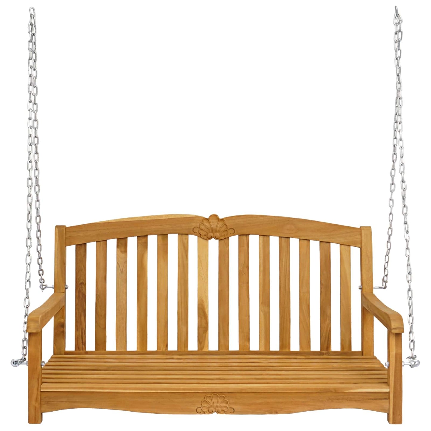 vidaXL Swing Bench 114 x 60 x 60.5 cm Solid Teak Wood Natural - Brown