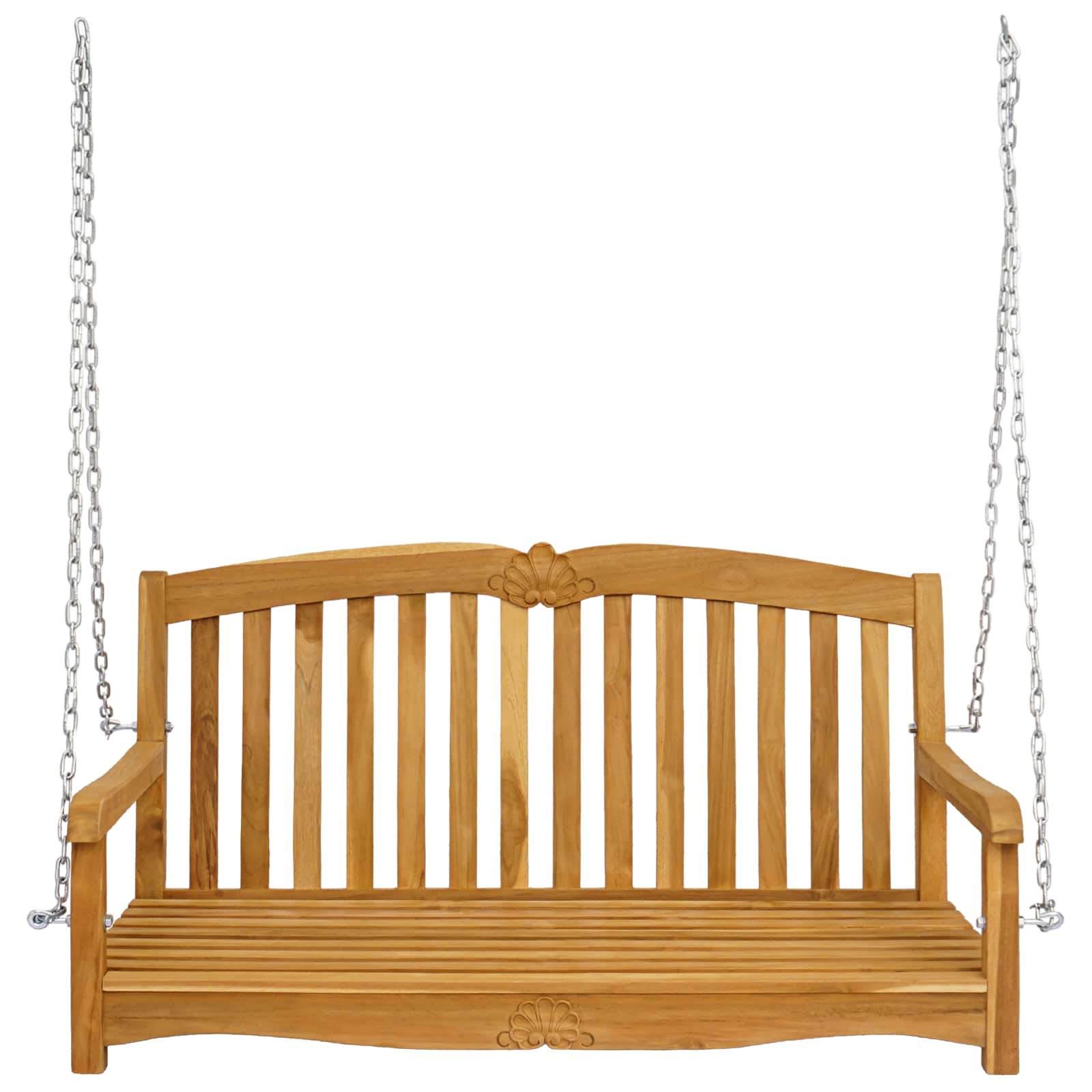 vidaXL Swing Bench 114 x 60 x 60.5 cm Solid Teak Wood Natural - Brown