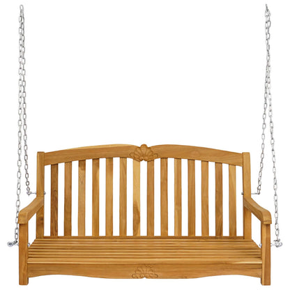 vidaXL Swing Bench 114 x 60 x 60.5 cm Solid Teak Wood Natural - Brown