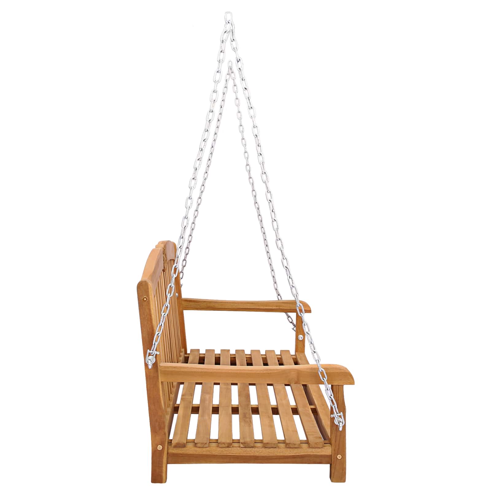 vidaXL Swing Bench 114 x 60 x 60.5 cm Solid Teak Wood Natural - Brown