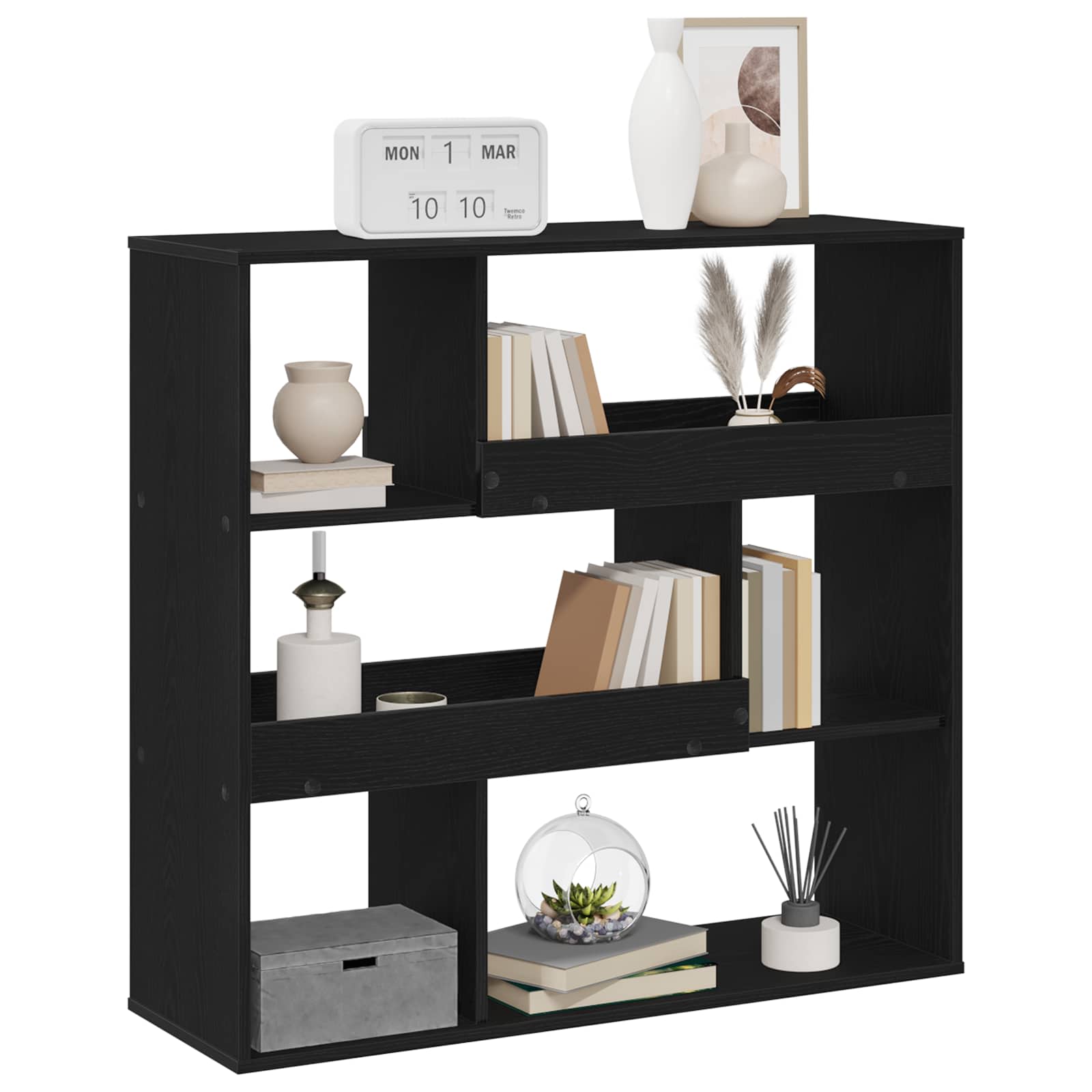 vidaXL Book Shelf 4-Tier 100 x 33 x 94.5 cm Engineered Wood Black Oak