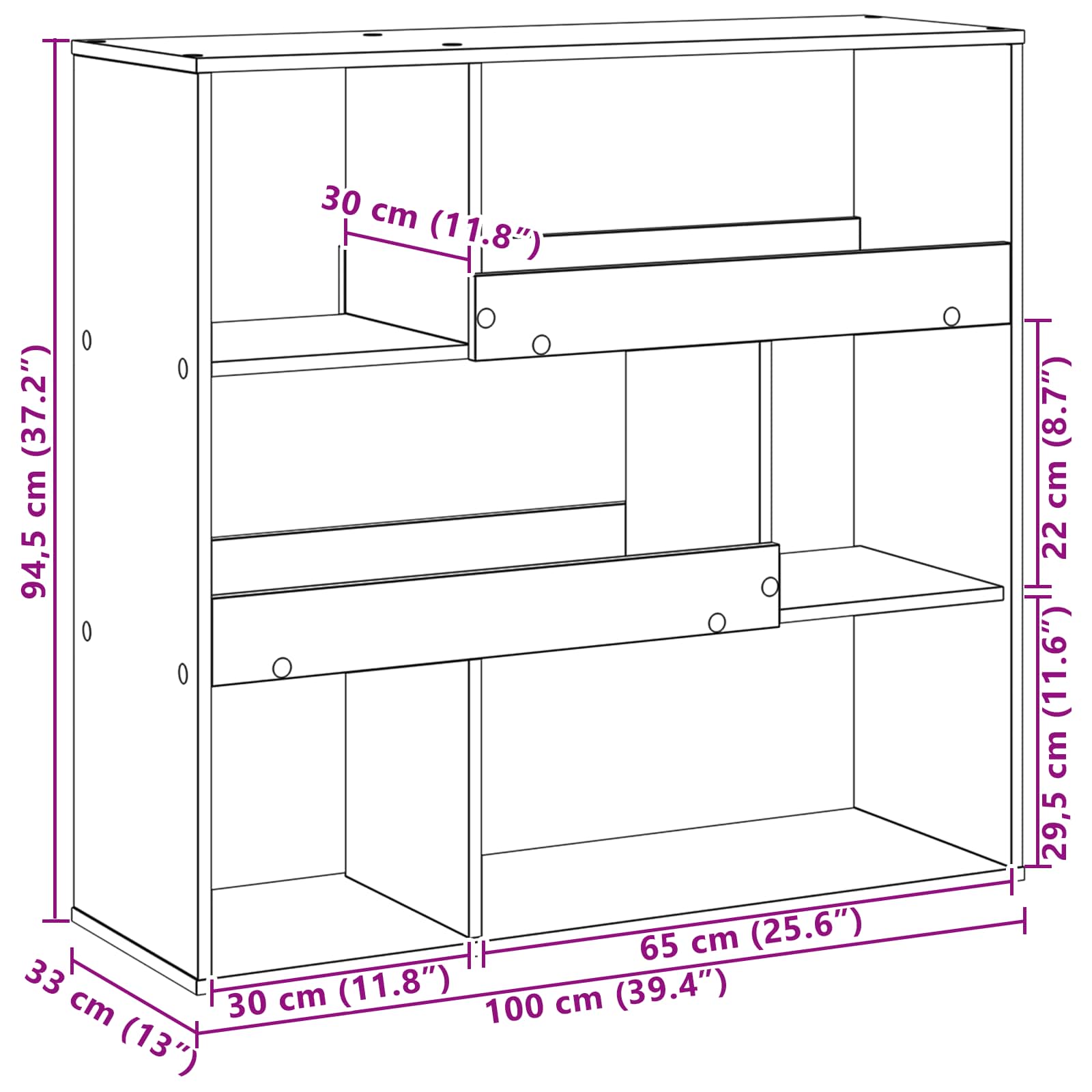vidaXL Book Shelf 4-Tier 100 x 33 x 94.5 cm Engineered Wood Black Oak