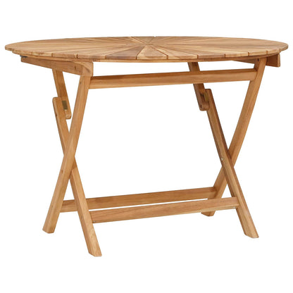 vidaXL Folding Garden Table Natural Ø 110 x 75 cm Solid Teak Wood - Brown