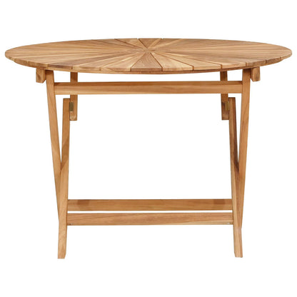 vidaXL Folding Garden Table Natural Ø 110 x 75 cm Solid Teak Wood - Brown