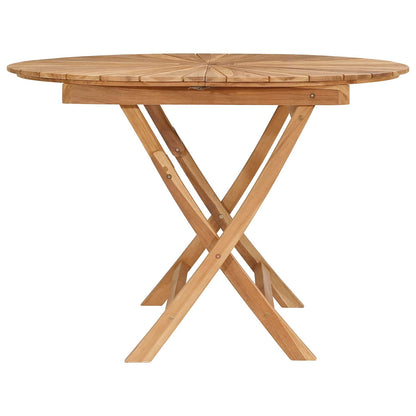 vidaXL Folding Garden Table Natural Ø 110 x 75 cm Solid Teak Wood - Brown