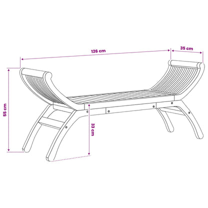 vidaXL Garden Bench 2 -Seater 126 cm Solid Teak Wood Natural - Brown