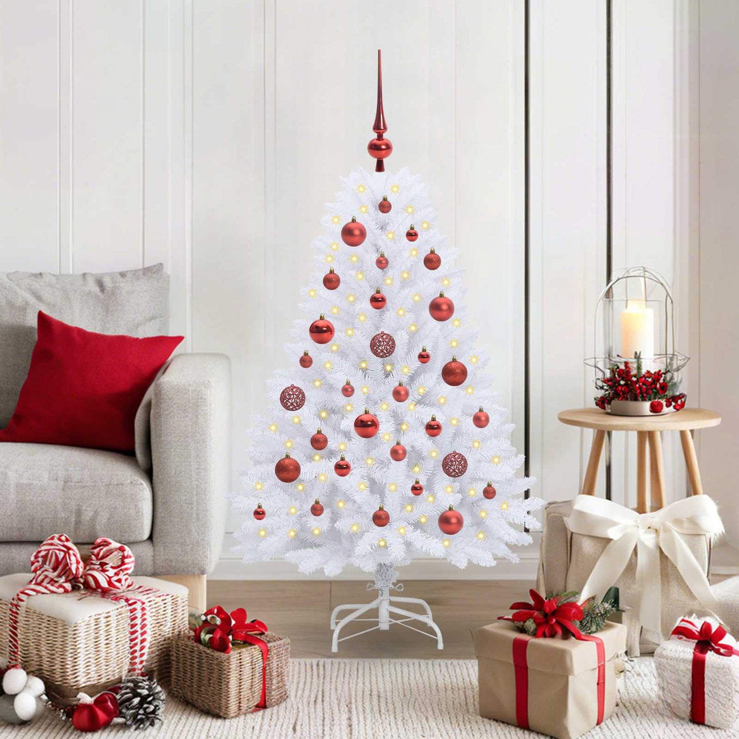 vidaXL Artificial Hinged Christmas Tree White 120 cm PVC and Steel - 52625