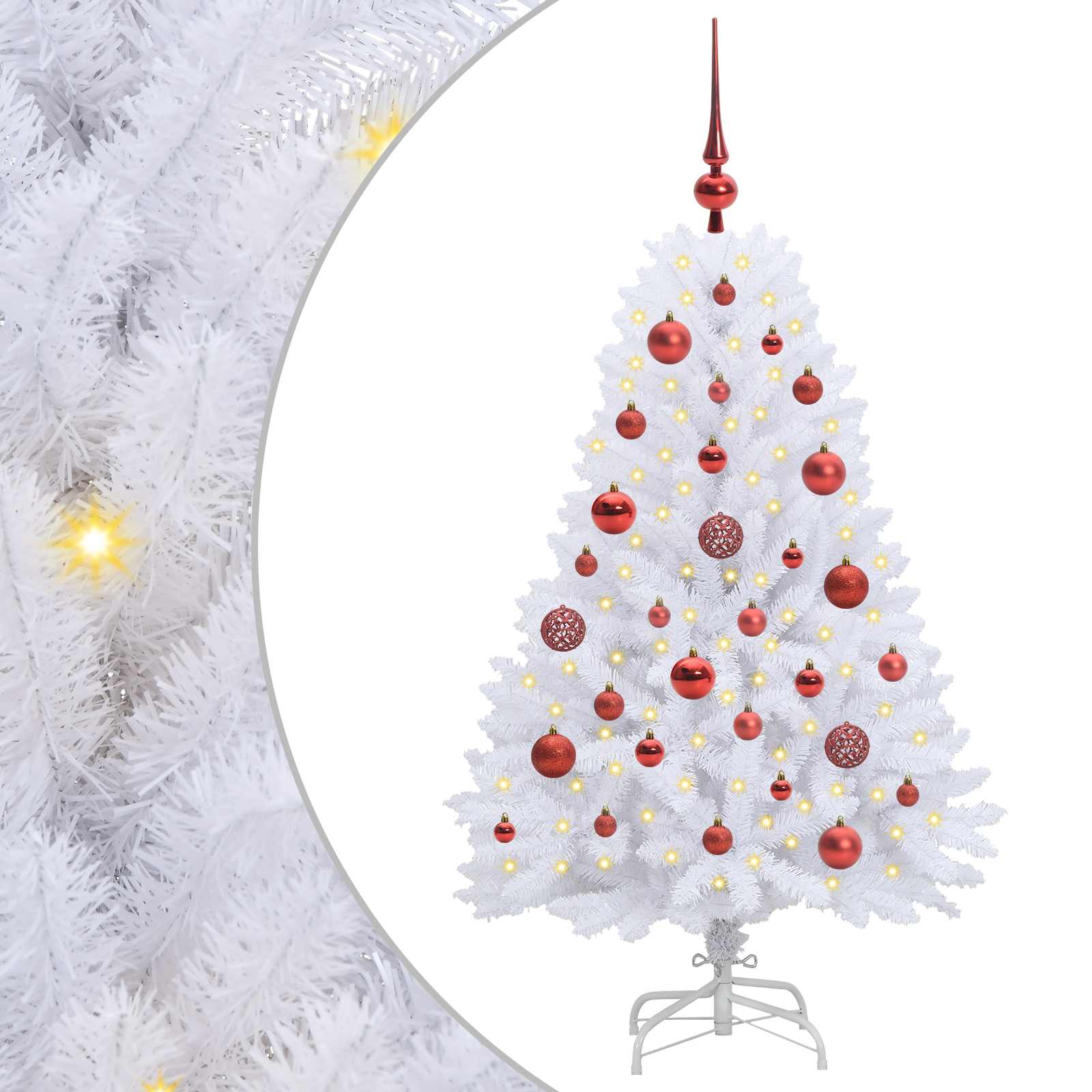 vidaXL Artificial Hinged Christmas Tree White 120 cm PVC and Steel - 52625