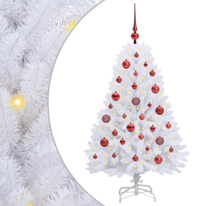 vidaXL Artificial Hinged Christmas Tree White 120 cm PVC and Steel - 52625