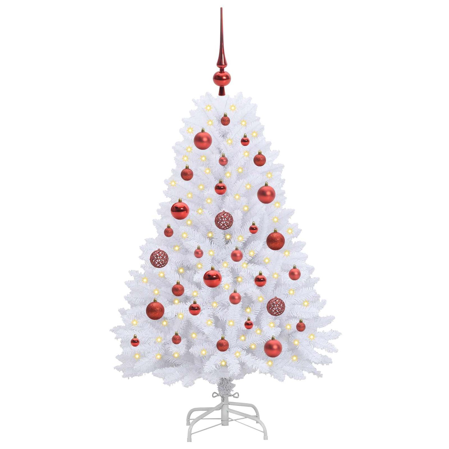 vidaXL Artificial Hinged Christmas Tree White 120 cm PVC and Steel - 52625