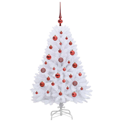 vidaXL Artificial Hinged Christmas Tree White 120 cm PVC and Steel - 52625