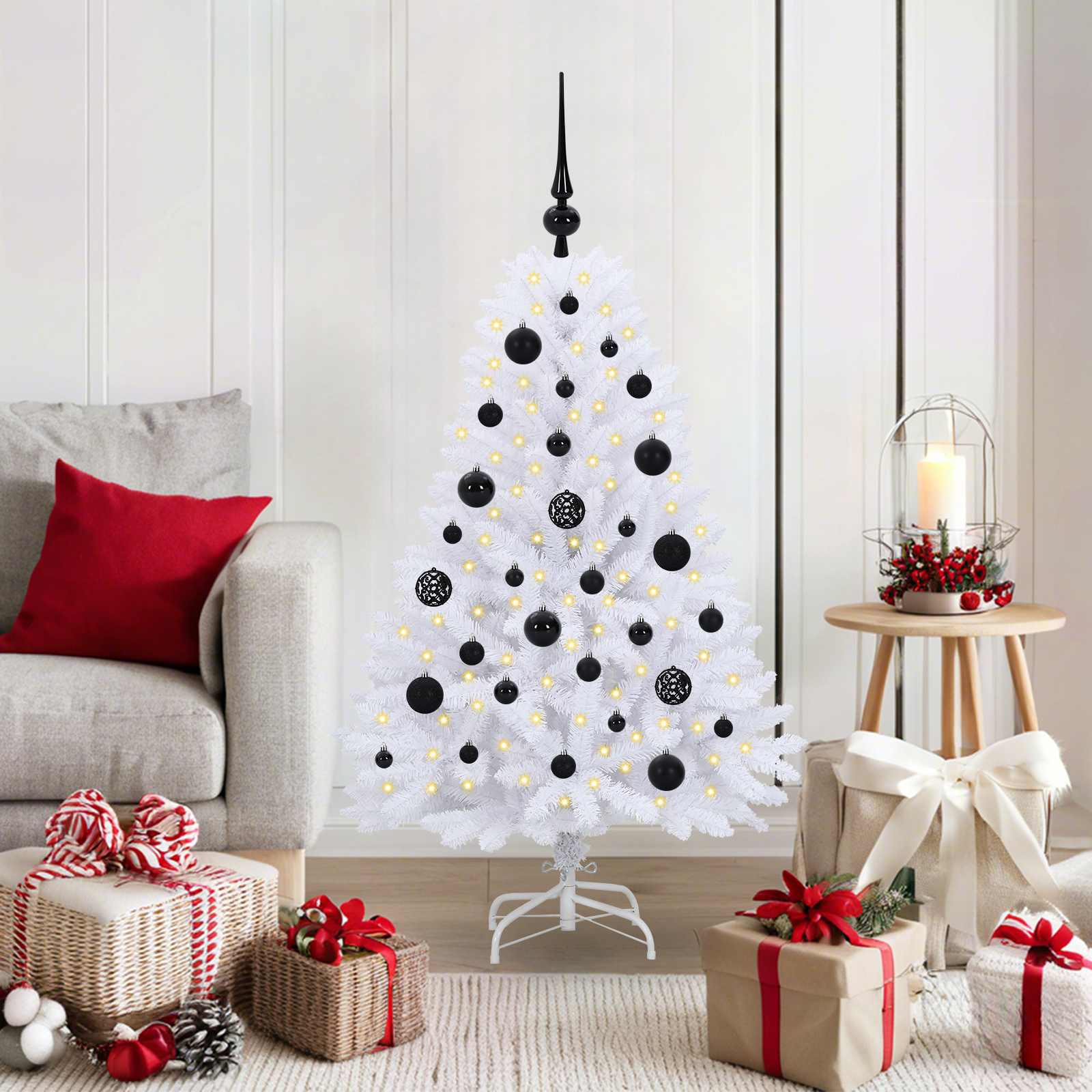 vidaXL Artificial Hinged Christmas Tree White 120 cm PVC and Steel - 52632
