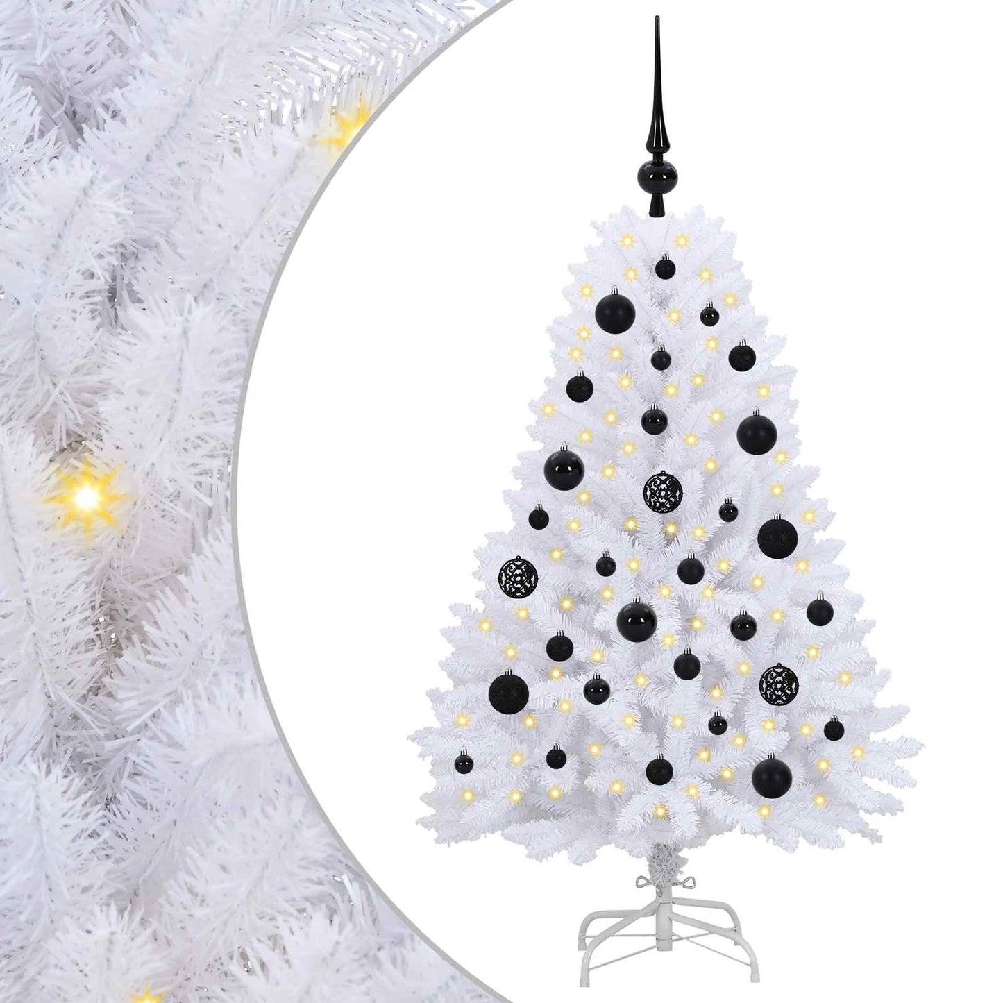 vidaXL Artificial Hinged Christmas Tree White 120 cm PVC and Steel - 52632