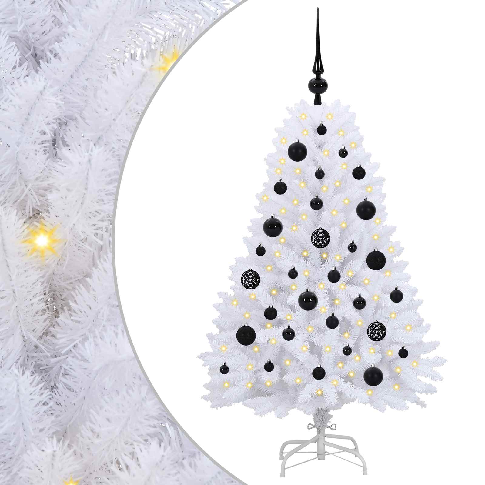 vidaXL Artificial Hinged Christmas Tree White 120 cm PVC and Steel - 52632