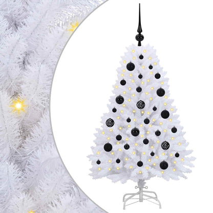 vidaXL Artificial Hinged Christmas Tree White 120 cm PVC and Steel - 52632