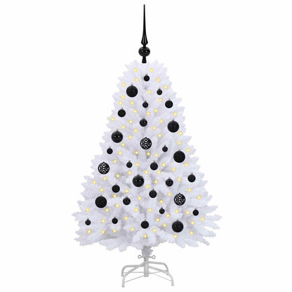 vidaXL Artificial Hinged Christmas Tree White 120 cm PVC and Steel - 52632