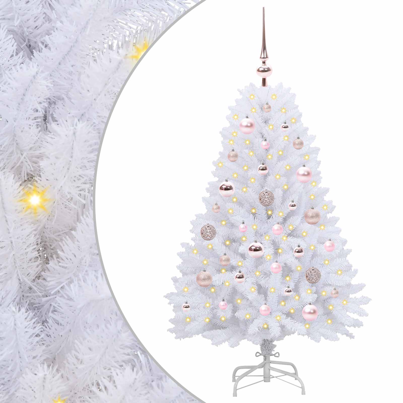 vidaXL Artificial Hinged Christmas Tree White 120 cm PVC and Steel - 52633