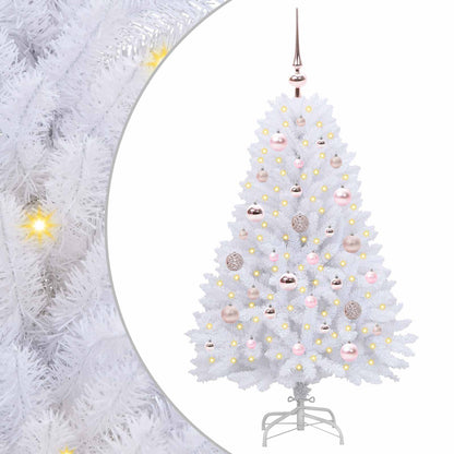 vidaXL Artificial Hinged Christmas Tree White 120 cm PVC and Steel - 52633