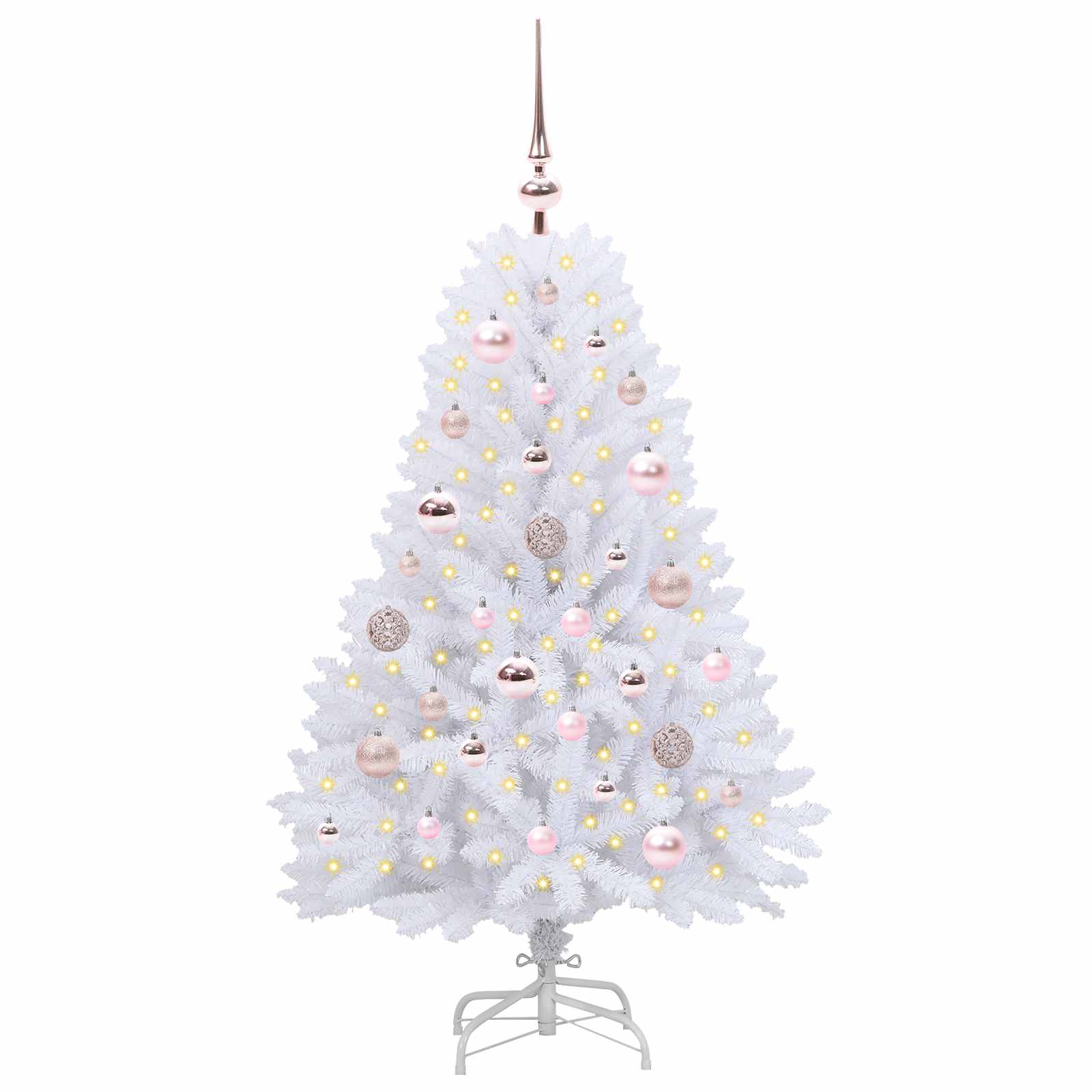 vidaXL Artificial Hinged Christmas Tree White 120 cm PVC and Steel - 52633
