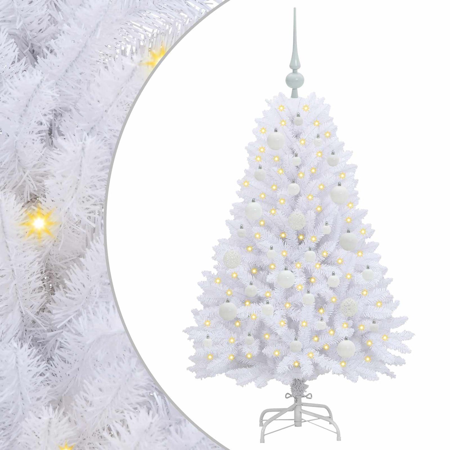 vidaXL Artificial Hinged Christmas Tree White 120 cm PVC and Steel - 52646