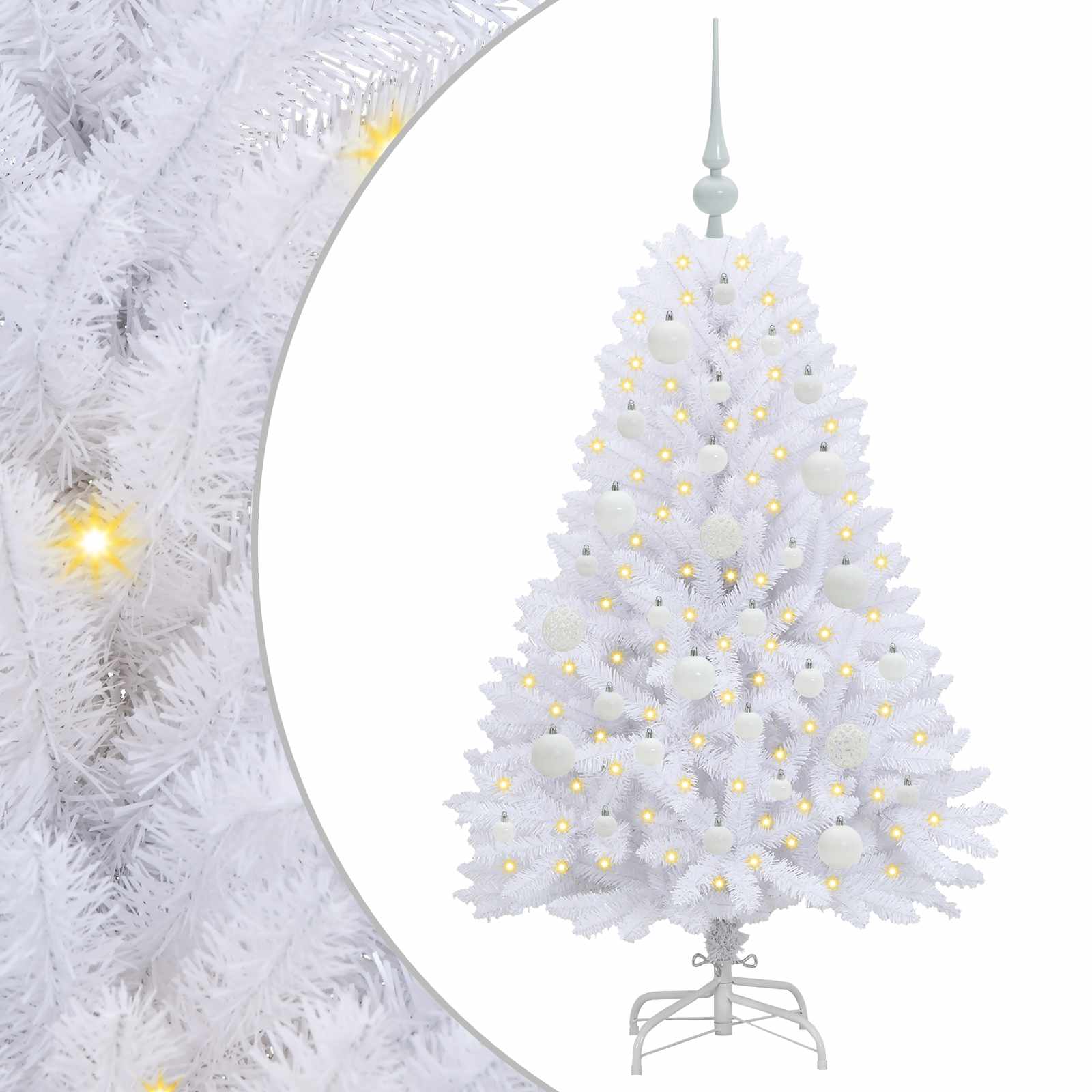 vidaXL Artificial Hinged Christmas Tree White 120 cm PVC and Steel - 52646