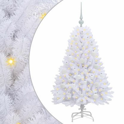 vidaXL Artificial Hinged Christmas Tree White 120 cm PVC and Steel - 52646
