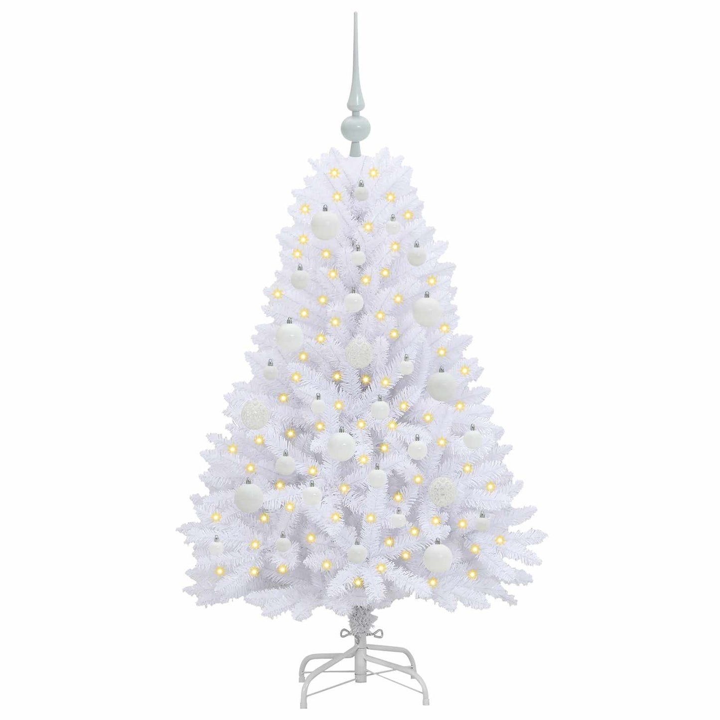 vidaXL Artificial Hinged Christmas Tree White 120 cm PVC and Steel - 52646