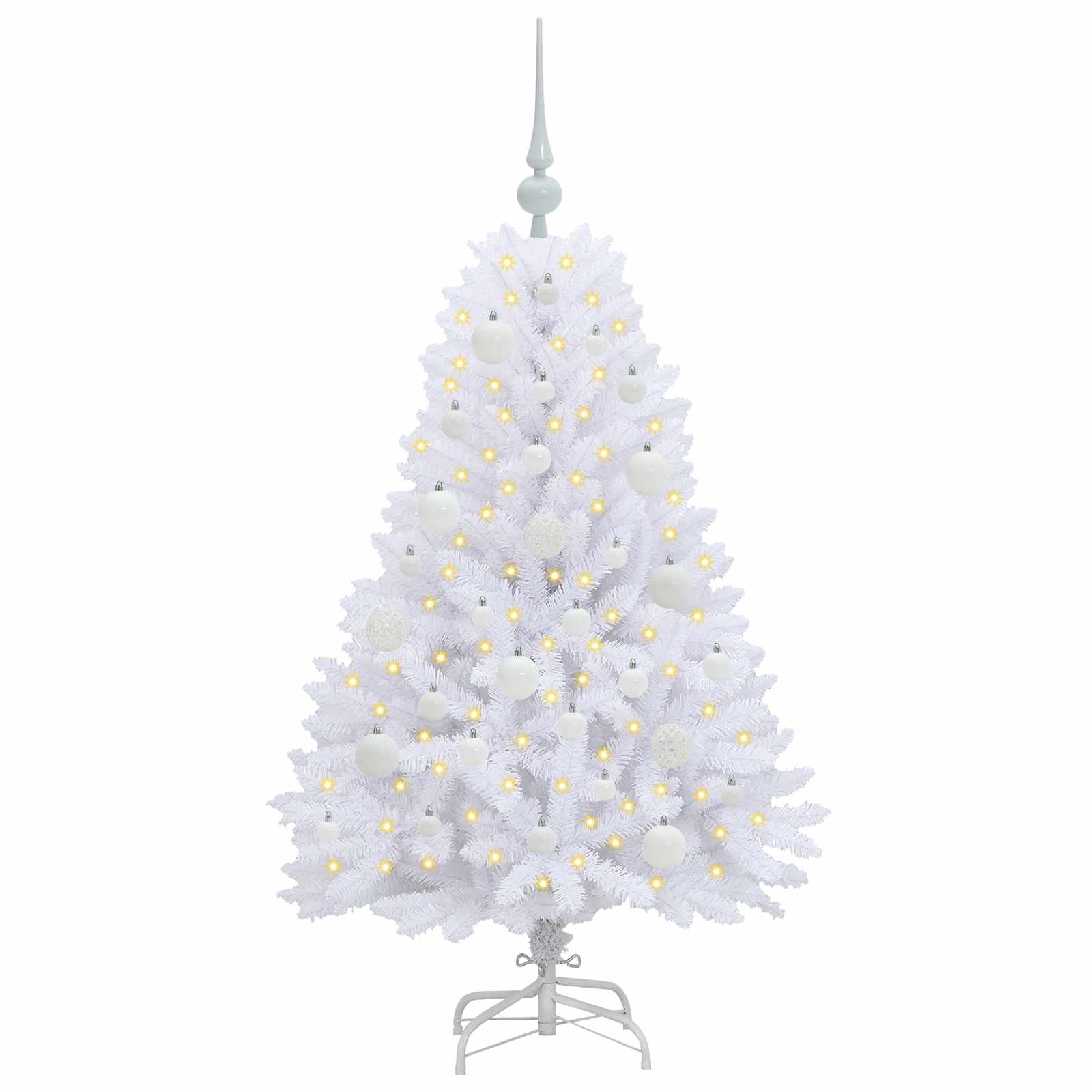 vidaXL Artificial Hinged Christmas Tree White 120 cm PVC and Steel - 52646