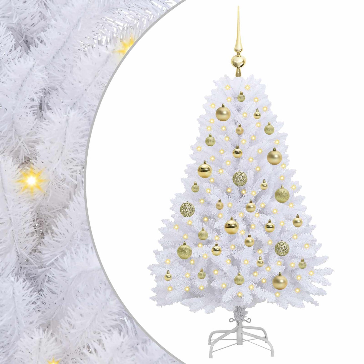 vidaXL Artificial Hinged Christmas Tree White 120 cm PVC and Steel - 52647