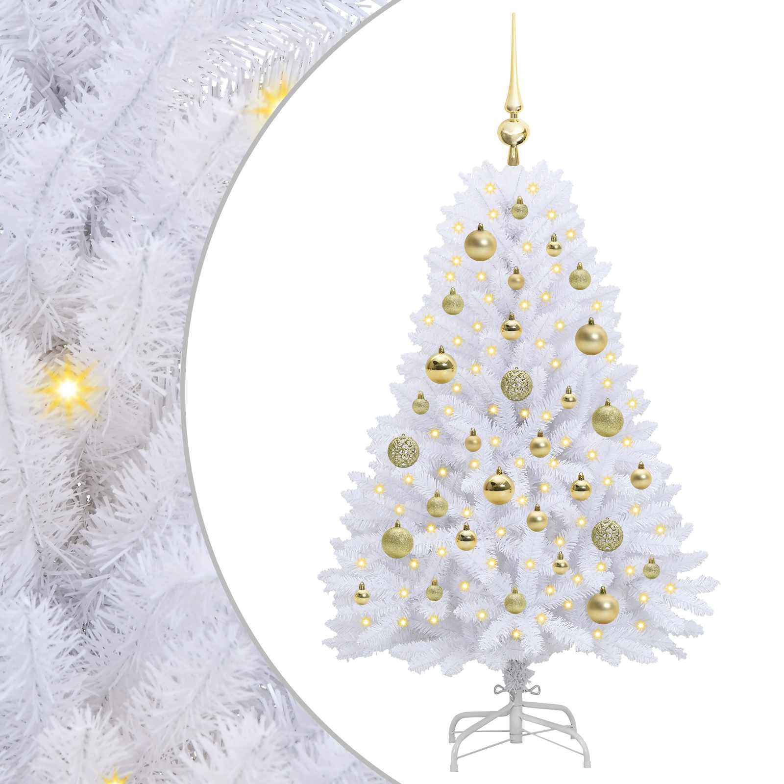 vidaXL Artificial Hinged Christmas Tree White 120 cm PVC and Steel - 52647