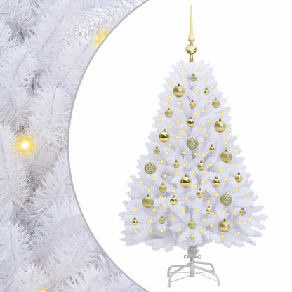 vidaXL Artificial Hinged Christmas Tree White 120 cm PVC and Steel - 52647