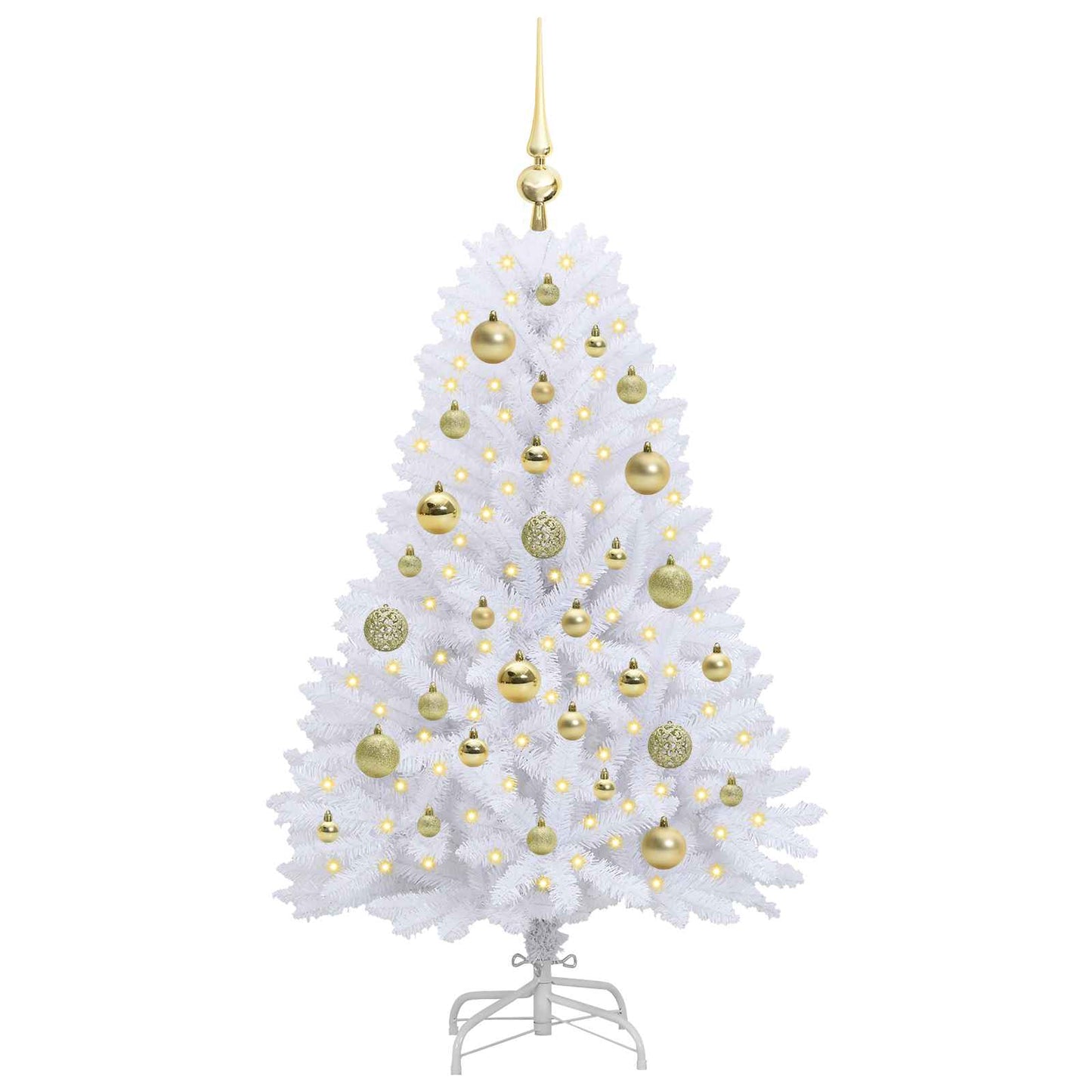 vidaXL Artificial Hinged Christmas Tree White 120 cm PVC and Steel - 52647