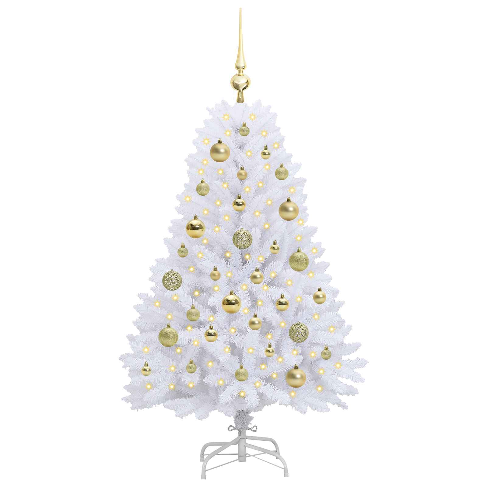vidaXL Artificial Hinged Christmas Tree White 120 cm PVC and Steel - 52647