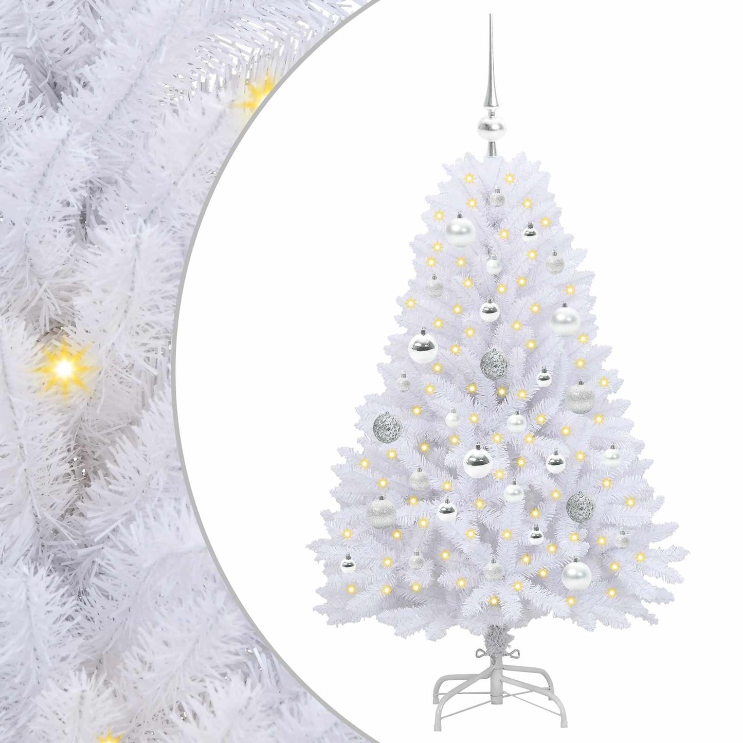 vidaXL Artificial Hinged Christmas Tree White 120 cm PVC and Steel - 52649